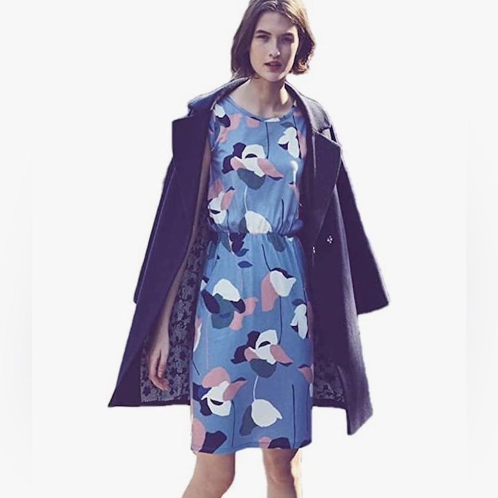 Boden Abstract Blue and Pink floral  Mini Dress